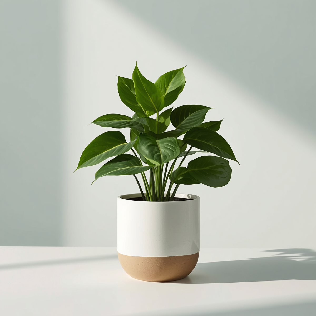 A realistic studio ecommerce product photo of a pothos plant in a stylish ceramic pot, clean light background, natural leaf texture, soft natural shadow, premium shop-ready look